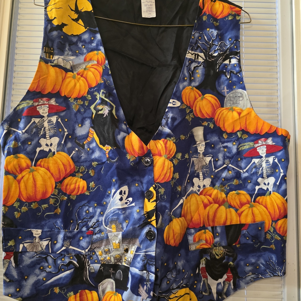 Halloween Skeleton and Pumpkin Ladies Vest